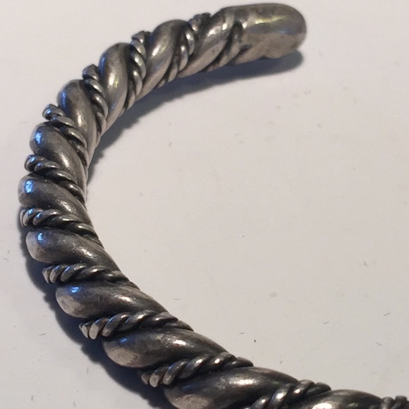 Vintage sterling silver twisted rope cuff bracelet - Picture 2 of 7